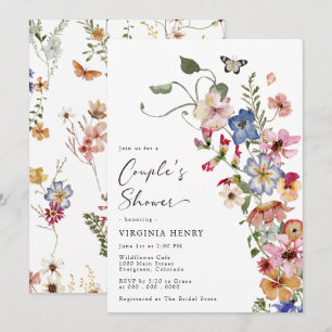 Invitation Fête de douche de couple aux fleurs sauvages color