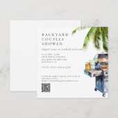 Invitation Fête de douche de couples Tropicale BBQ dans la co (Devant / Derrière)