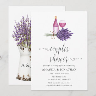 Invitation Fête de douche de lavande à l'aquarelle pour coupl