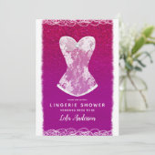 Invitation Fête de douche de lingerie tendance rose et blanc (Debout devant)