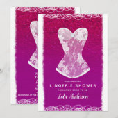 Invitation Fête de douche de lingerie tendance rose et blanc (Devant / Derrière)