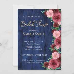 Invitation Fête de douche de mariage aquarelle marine rustiqu