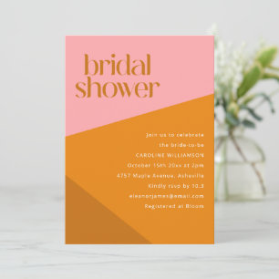 Invitation Fête de douche de mariage en bloc de couleur orang