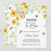 Invitation Fête de douche de mariée Blue Yellow Floral Bride  (Devant / Derrière)