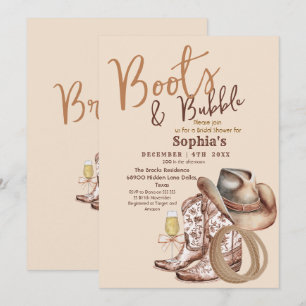 Invitation Fête de douche de mariée Bottes dessinées à la mai