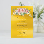 Invitation Fête de douche de mariée Fleur peinte en rose Aqua (Debout devant)