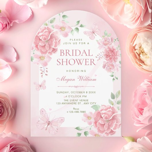 Invitation Fête de douche de mariée florale rose