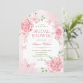 Invitation Fête de douche de mariée florale rose (Debout devant)