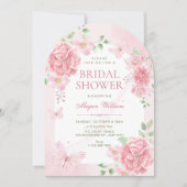 Invitation Fête de douche de mariée florale rose (Devant)