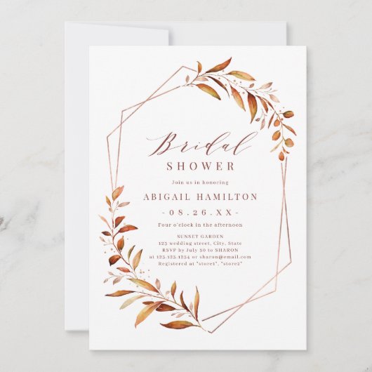 Invitation Fête de douche de mariée géométrique rustique de v (Devant)