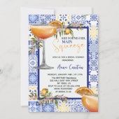Invitation Fête de douche de mariée Main Squeeze Carreau Bleu (Devant)