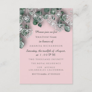 Invitation Fête de douche de mariée pour 16 ans  Cœurs Argent