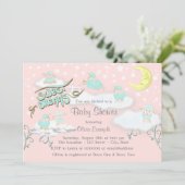 Invitation Fête de douche pour bébé fille doux rêves (Debout devant)