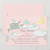 Invitation Fête de douche pour bébé fille doux rêves (Devant / Derrière)