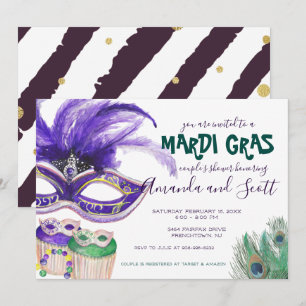 Invitation Fête de douche pour couple Mardi Gras