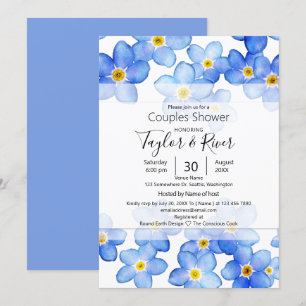 Invitation Fête de douche pour couples Country Blue Forget-Me