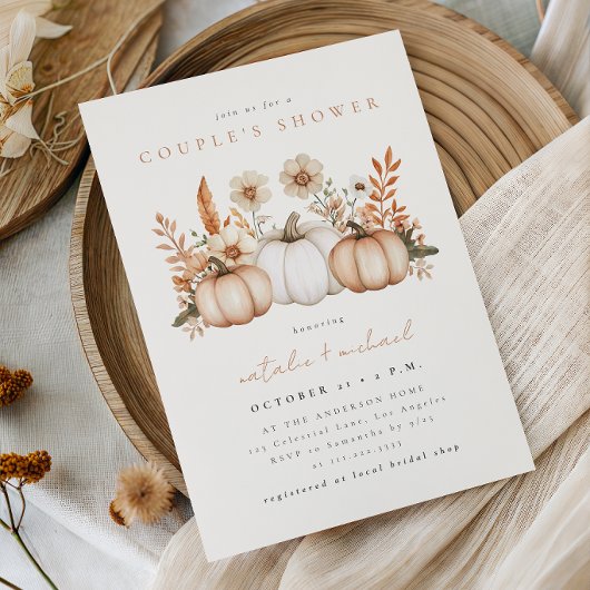 Invitation Fête de douche Rustique Boho Automne Citrouille Co