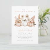 Invitation Fête de douche Rustique Boho Automne Citrouille Co (Debout devant)