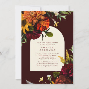 Invitation Fête de douches nuptiales automnale sombre romanti