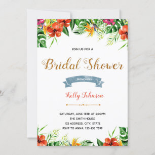 Invitation Fête de douches tropicales d'été d'Aloha luau