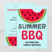 Invitation Fête de famille BBQ Watermelon et graines (Devant / Derrière)