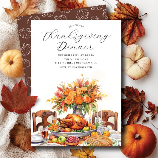 Invitation Fête de famille Thanksgiving Dîner