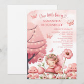 Invitation Fête de fée de jardin rose vif fée fille anniversa (Devant / Derrière)