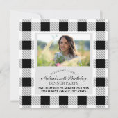 Invitation fête de ferme rustique plaid de buffle noir et bla (Devant)