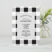 Invitation fête de ferme rustique plaid de buffle noir et bla (Debout devant)