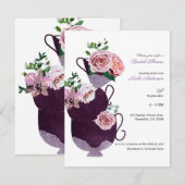 Invitation Fête de Fête des mariées des tasses à thé florales (Devant / Derrière)