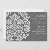 Invitation Fête de Fête des mariées moderne gris et blanc Dam (Devant)
