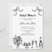 Invitation Fête de Fête des mariées noir Whimsical (Devant)