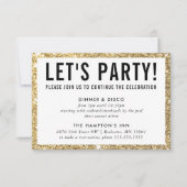 Invitation FÊTE DE FÊTE INFO simple parties scintillant en or (Devant)