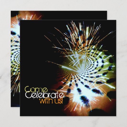 Invitation Fête de feux d'artifice Personnalisation Abstraite (Devant / Derrière)
