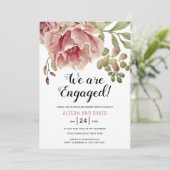 Invitation Fête de fiançailles à fleurs rose rose Dusty (Debout devant)