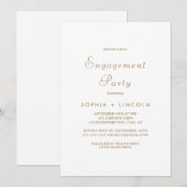 Invitation Fête de fiançailles à la calligraphie dorée élégan (Devant / Derrière)