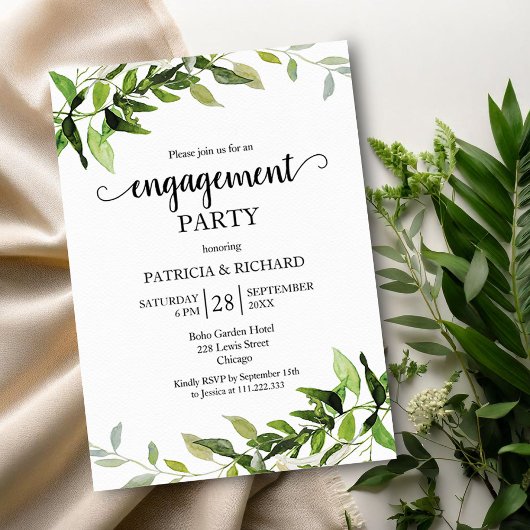 Invitation Fête de Fiançailles à la Foliage Verte