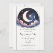 Invitation Fête de fiançailles à la lune en aquarelle écrite  (Devant)