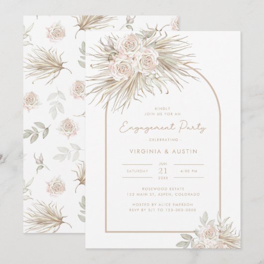 Invitation Fête de fiançailles à l'aquarelle (Devant / Derrière)