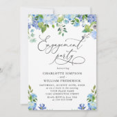Invitation Fête de fiançailles à l'aquarelle avec hydrangea b (Devant)