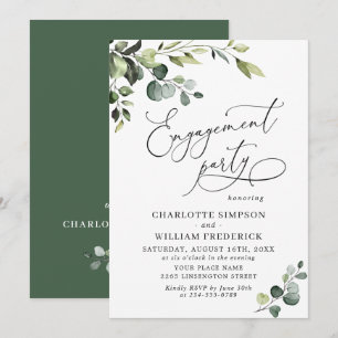 Invitation Fête de Fiançailles à l'aquarelle d'eucalyptus élé