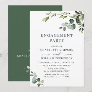 Invitation Fête de Fiançailles à l'aquarelle d'eucalyptus élé
