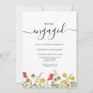 Invitation Fête de fiançailles à l'aquarelle Fleur de fleur s
