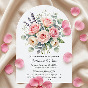 Invitation Fête de fiançailles à l'aquarelle rose poudrée