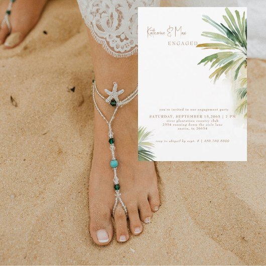 Invitation Fête de fiançailles à l'aquarelle tropicale