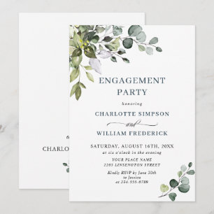Invitation Fête de fiançailles à l'eucalyptus aquarelle