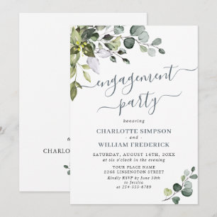 Invitation Fête de fiançailles à l'eucalyptus aquarelle