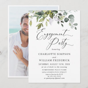 Invitation Fête de fiançailles à l'eucalyptus aquarelle
