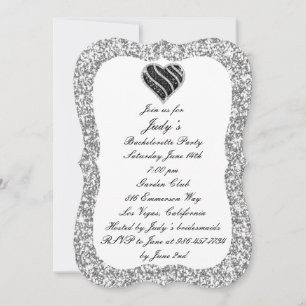 Invitation Fête de Fiançailles à Paillettes Argentées et Cœur