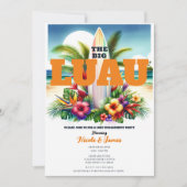 Invitation Fête de fiançailles à thème tropical avec piscine  (Devant)